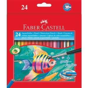 Creioane acuarelabile Faber-Castell cu pensulă, 24 culori - Faber-Castell Creioane colorate