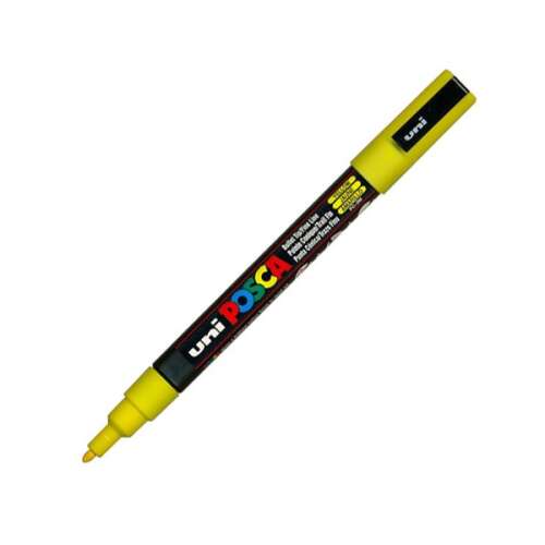 UNI POSCA PC-3M sárga marker, 0,9-1,3 mm kúpos hegyű