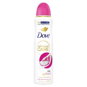 Дезодорант спрей Dove Advanced Care Go Fresh с аромат на драконов плод и кокос, 72-часова защита, технология Pro-Ceramid, веган, без алкохол