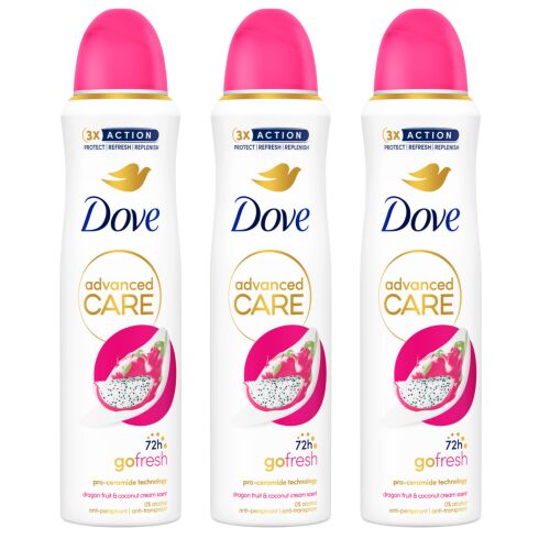 Dove Advanced Care Go Fresh Dezodor Dragon Fruit & Coconut 3 sztuki