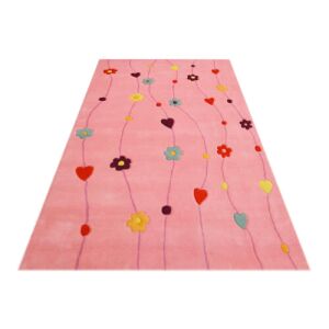 Bakero Kids Flowers rózsaszín szőnyeg, 200x300 cm, virágmintás - Bakero