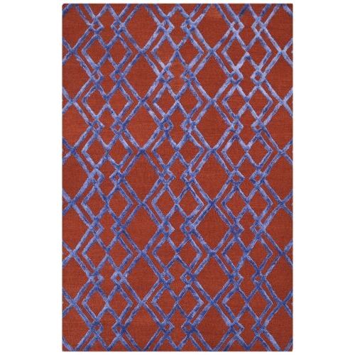 Bakero Net soft Rost Teppich mit blauem geometrischem Muster, 153x244 cm