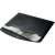 Leitz Recycle A4 black plastic document folder with snap closure, showing papers inside