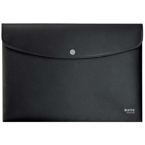 Leitz Recycle A4 black plastic document folder with snap closure