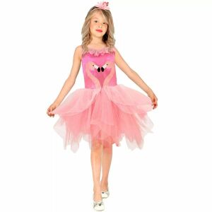 Flamingo Mädchenkostüm Größe 116, rosa Kleid mit Flamingo-Design, perfekt für Karneval - Widmann