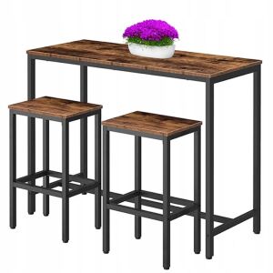 Set bar Fodym: Masă de bucătărie în stil industrial cu două scaune tip hocker - Mobilier pentru sufragerie