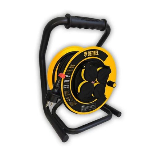 DENZEL 30m 3200W 16A IP44 hosszabbító kábeldob 4 aljzat