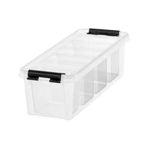 Plastový úložný box s čiernymi držadlami, 4 priehradky, SMARTSTORE "Classic 4", priehľadný