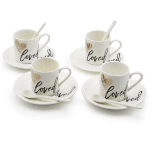 12 részes kávés csésze szett - fehér