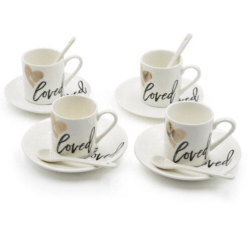 12 részes kávés csésze szett - fehér