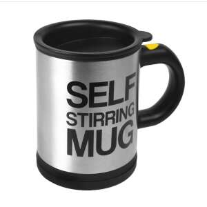 Self Stirring Mug, Black, Stainless Steel, 350ml - Nonbrand Mug