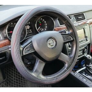 Műbőr kormányvédő 38cm fekete-piros 2395-38