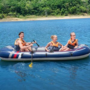 Bestway Hydro-Force X3 Schlauchboot mit Familie auf dem See - Schlauchboote, Paddel