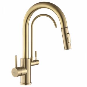 Rea Eco Fresh Küchenarmatur in gebürstetem Gold mit ausziehbarer Brause - Wasserhahn