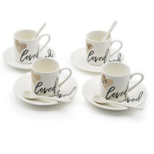 12 részes kávés csésze szett, fehér