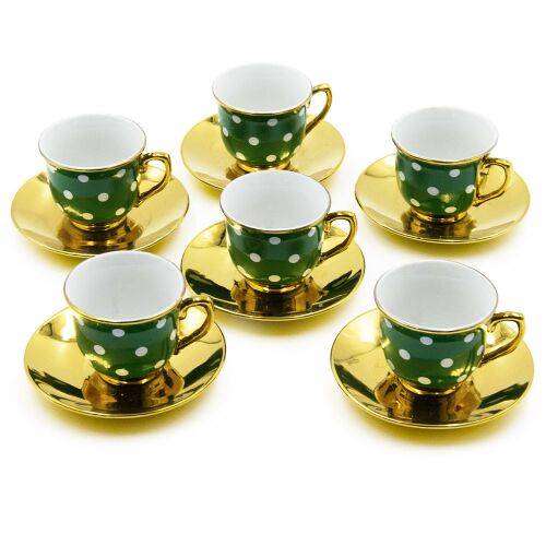 Kávés csésze szett, zöld-arany 118720625