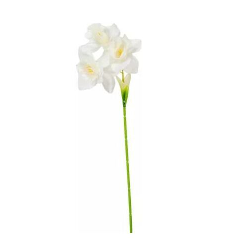 Mű fehér nárcisz virág szál 3 virágos, 46cm magas - Műnövény és művirág