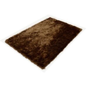 Schräge Ansicht des Bakero Shaggy Torino braunen Teppichs (170x200 cm) - Innenarchitektur