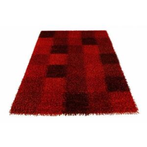 Schräge Ansicht des roten Shaggy-Teppichs Bakero Shaggy Mali Dori 113 - Innenarchitektur