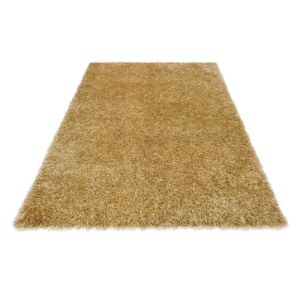 Bakero Shaggy Kota Karamell Teppich, Gesamtansicht auf Weiß - Innenarchitektur