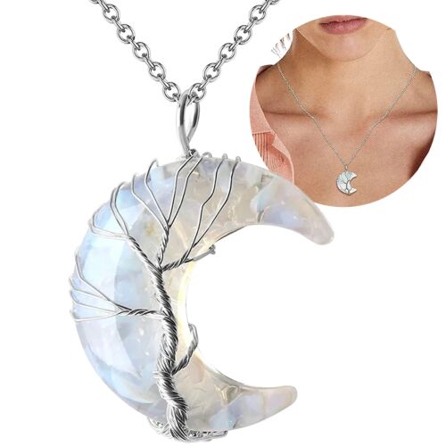 Sebészeti acél hold nyaklánc kristály díszítéssel és életstílus képpel