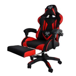 Scaun de gaming Iso Trade negru și roșu cu suport pentru picioare - Scaune Gaming
