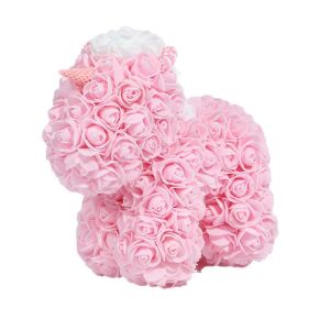 PROMERCO Rózsaszín Egyszarvú Rózsa Medve, 25 cm, habrózsákból - Ajándék ötlet Valentin-napra