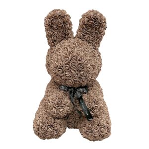 PROMERCO Barna Rózsa Nyuszi Masnival, 45 cm, Dísz Ajándék - Ajándék ötlet Valentin-napra