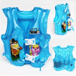 Kék felfújható úszómellény gyerekeknek, több szögből - Úszómellény