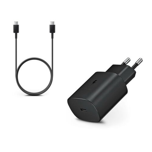 Încărcător de perete Samsung 25W USB-C Super Fast Charging cu cablu USB-C - Negru