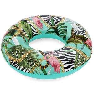 Bestway Floral Fantasy inflatable swim ring, 114cm, with flamingo and zebra print - Adult Swim Ring