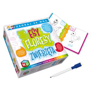 Esy Floresy Lernalbum Set #0012 mit Marker und Zeichenkarten - Schaukelpferde, Schaukeltiere und Entwicklungsspiele für Kinder im Kindergartenalter