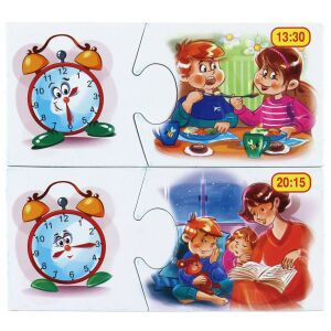 Dieliky puzzle Jawa Poznajemy Czas Która Godzina zobrazujúce čas a aktivitu - Hračky pre rozvoj školákov