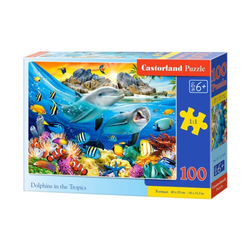 Puzzle Castorland 100 elementów - Delfiny w tropikach pudełko