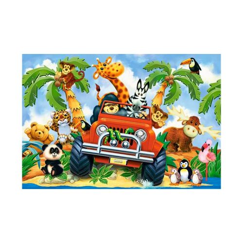 Fertiggestelltes Castorland Softies on Safari Puzzle, 40-teiliges Puzzle mit Cartoon-Tieren