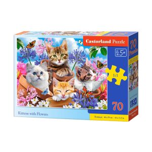 Castorland Puzzle 70 Teile - Kätzchen mit Blumen Box - Castorland Puzzle