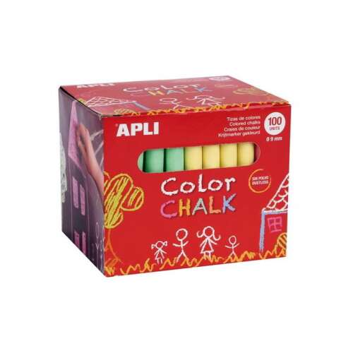 Chalkboard chalk, round, 100 pieces, APLI, mixed colours - 100 pieces/set