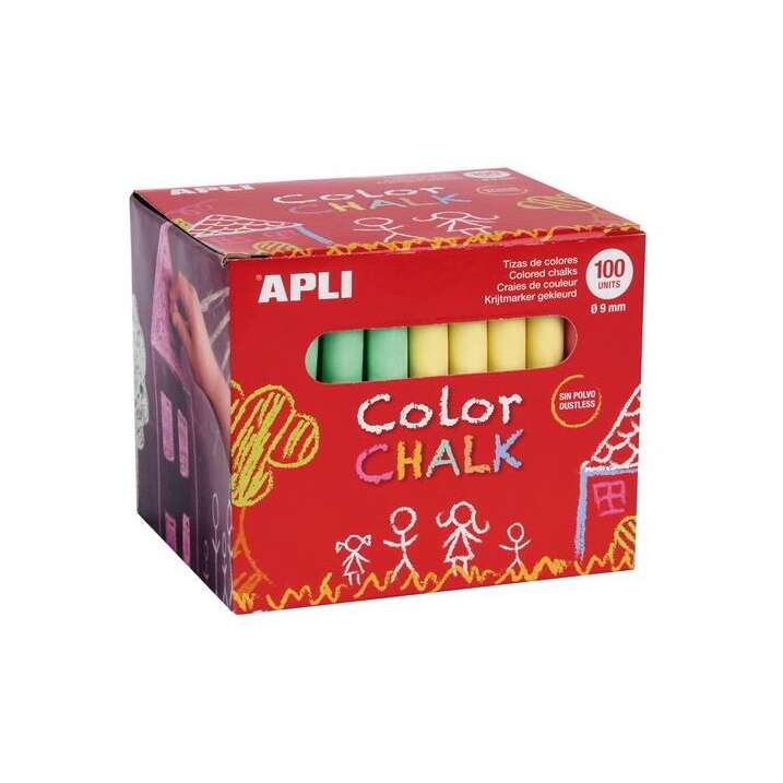 Táblakréta, kerek, 100 darabos, APLI, vegyes színek - 100 db/készlet