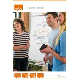 Nobo Flipchart Pad Plain, 20 lap, 650x955mm, fehér papír, megbeszélésekhez, prezentációkhoz, ötleteléshez - Flipchart papír