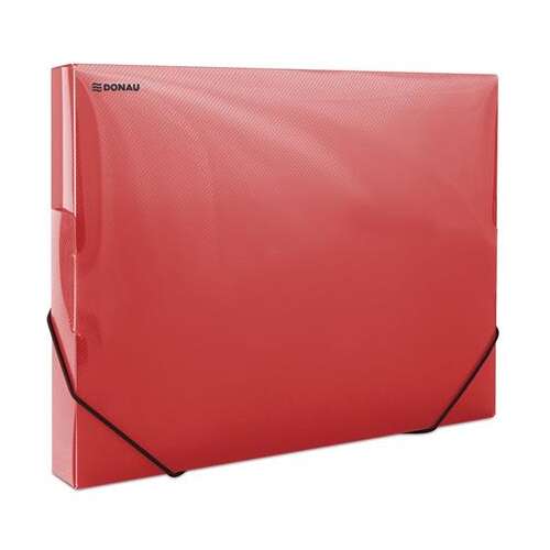 DONAU A4 Expanding File Folder, 30 mm, Red, Transparent