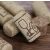 Close-up of Ruhhy wine corks, natural cork stoppers with wine glass design