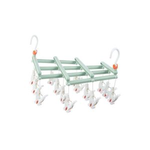 Zusammenklappbarer Kleiderbügel aus Kunststoff mit Clip – 14 Clips – grün 118860138