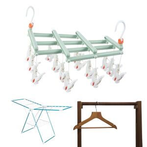 Zusammenklappbarer Kleiderbügel mit Clips, Wäscheständer, Holzbügel - Haushaltszubehör