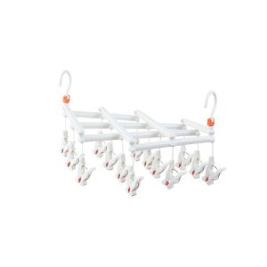 Zusammenklappbarer Kleiderbügel aus Kunststoff mit Clip – 14 Clips – weiß 118860148