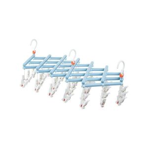 Zusammenklappbarer Kleiderbügel aus Kunststoff mit Clip – 29 Clips – Hellblau 118860181