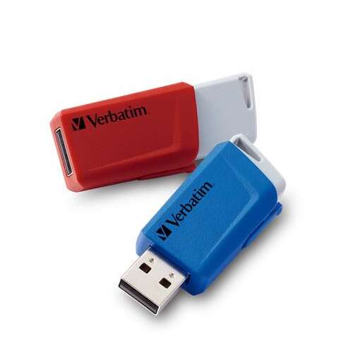 Pendrive, 2 x 32GB, USB 3.2, 80/25MB/sec, VERBATIM "Store n Click", piros, kék - 2 db/csom 40694186 - Pendrive