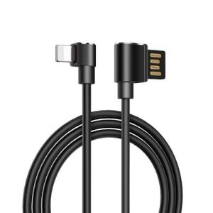 Hoco Long Roam U37 iPhone Lightning Cablu de date și de încărcare îndoit la 90 de grade la 1,2 metri negru 118880956 - Cabluri Lightning
