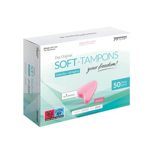 Joydivision Soft-Tampons Mini 50 darabos csomag, zsinór nélküli tamponok úszáshoz, sporthoz, wellnesshez és szeretkezéshez