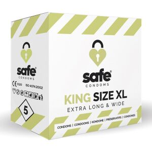 Prezervative Safe King Size XL, extra lungi și late, pachet de 5 bucăți - Prezervative