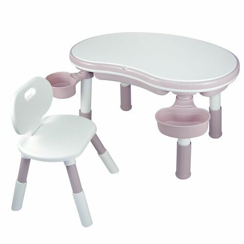 MOA 3in1 Multifunctional Kids Table and Chair Set, pink and white
